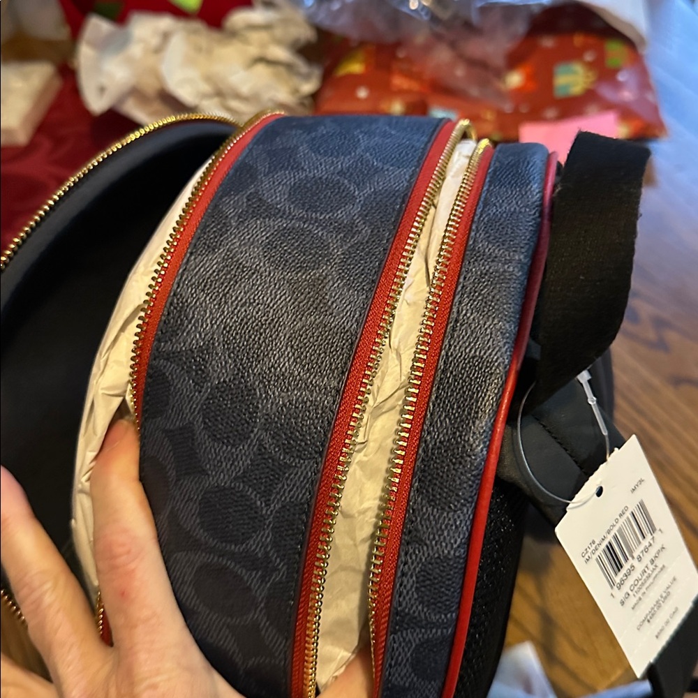 Coach Navy and Red Signature Court Leather Backpack. MSRP $450 NWT FLASH SALE! - Picture 8 of 8